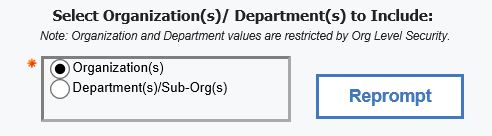 screenshot of Select Organization or departments to include prompt