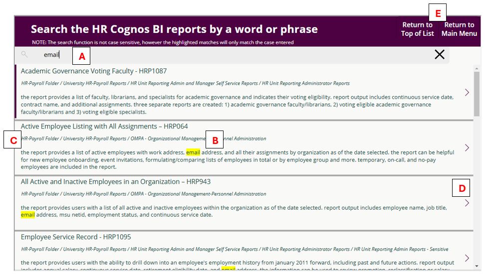 Report Catalog Search 
