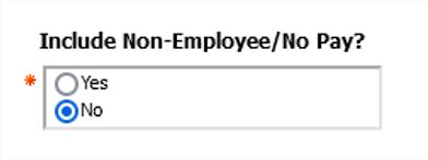 screenshot of select to Include Non-Employee/No Pay? prompt