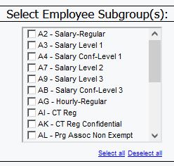 screenshot of Employee Sub Group prompt Prompt