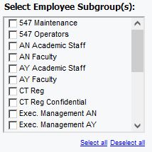 screenshot of Select employee subgroup prompt