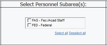 screenshot of select Personnel Subarea Prompt