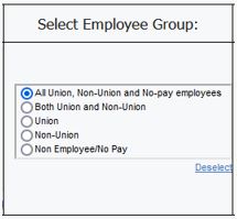 screenshot of select Employee Group prompt