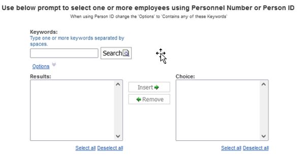 screenshot of select Employee prompt