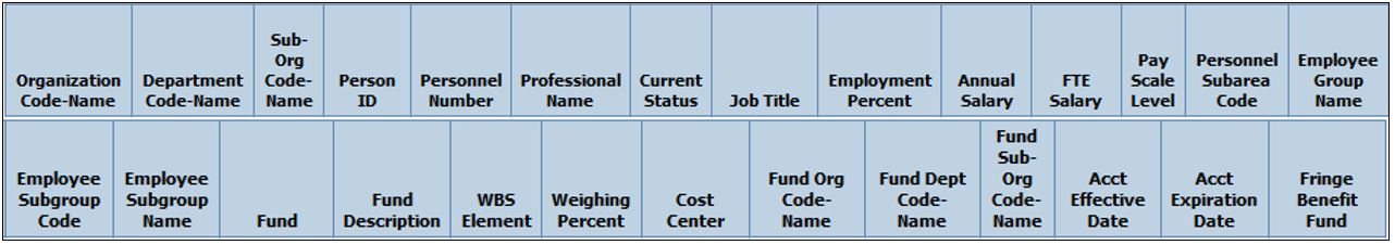 HRP1190 Report Detail Columns