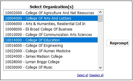 Organization prompt