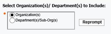 HRP1197 Org or Departments prompt