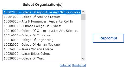 HRP1197 Org selection prompt