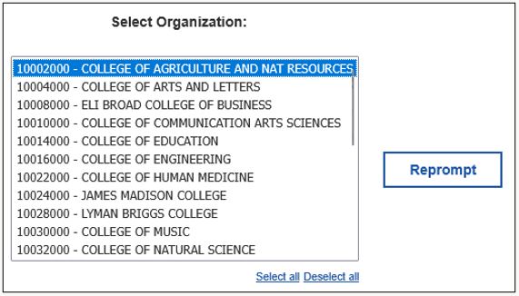HRP1229 Organization Prompt