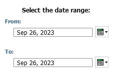 screenshot of select Date Range Prompt