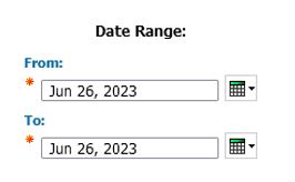 screenshot of select Date Range prompt