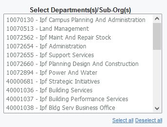 screenshot of select Departments Prompt