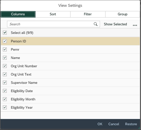 PMLA Report Settings