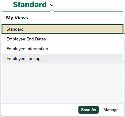 Screenshot of updated Select Views dropdown