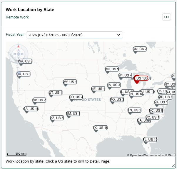Screenshot of Work Location by State Map