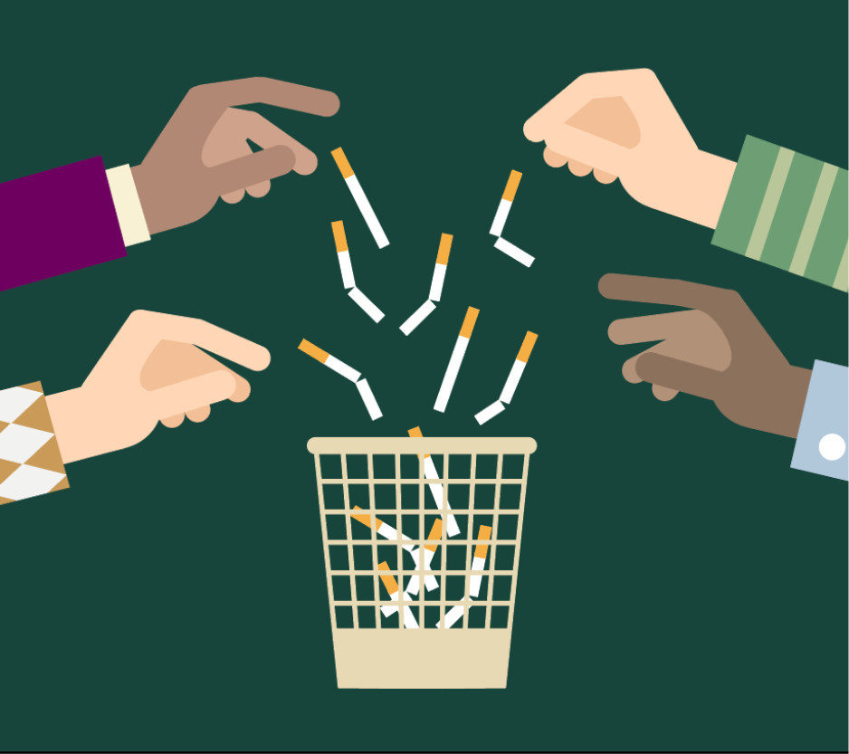 graphic showing hands throwing cigarettes away
