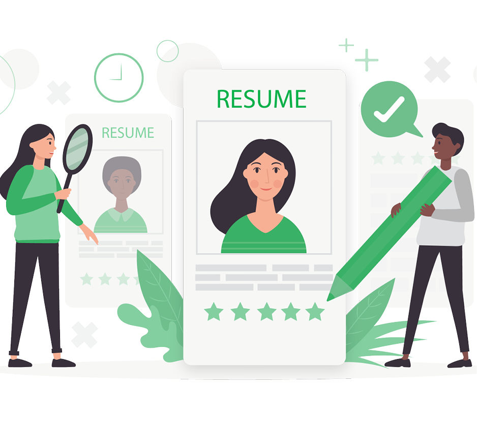 graphic showing people reviewing resumes