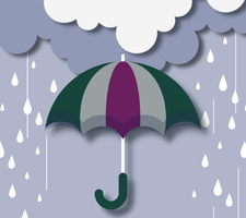 Graphic of umbrella in the rain