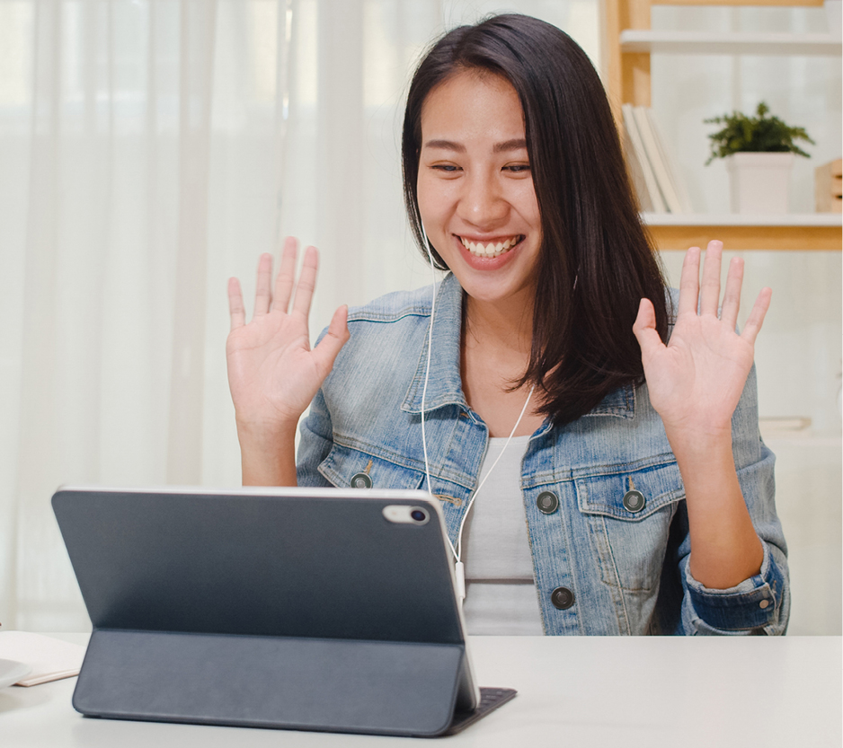 photo of someone in a remote meeting.