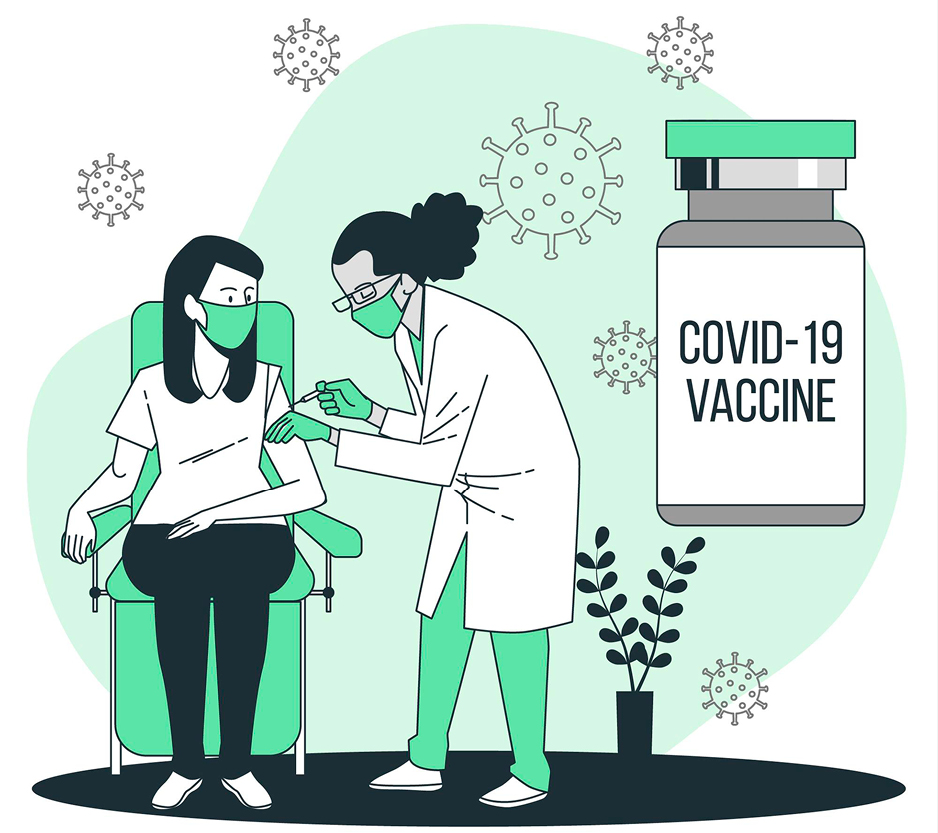 graphic of a doctor giving a patient a vaccine.