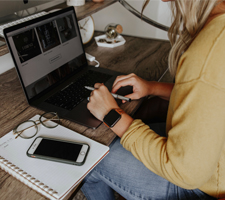 Photo of a girl working from home
