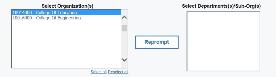 screenshot of select organization Prompt