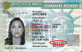 Permanent Resident Card - front