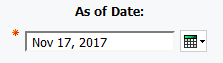 screenshot of Select As of Date prompt