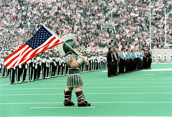 Sparty with flag