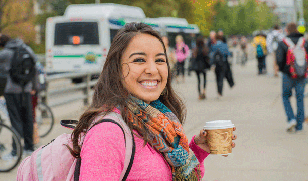 Student walking to class