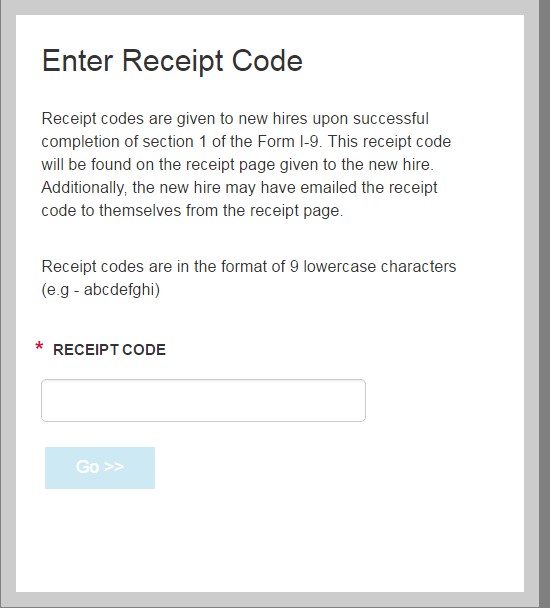 Image of Receipt Code screen in Equifax.